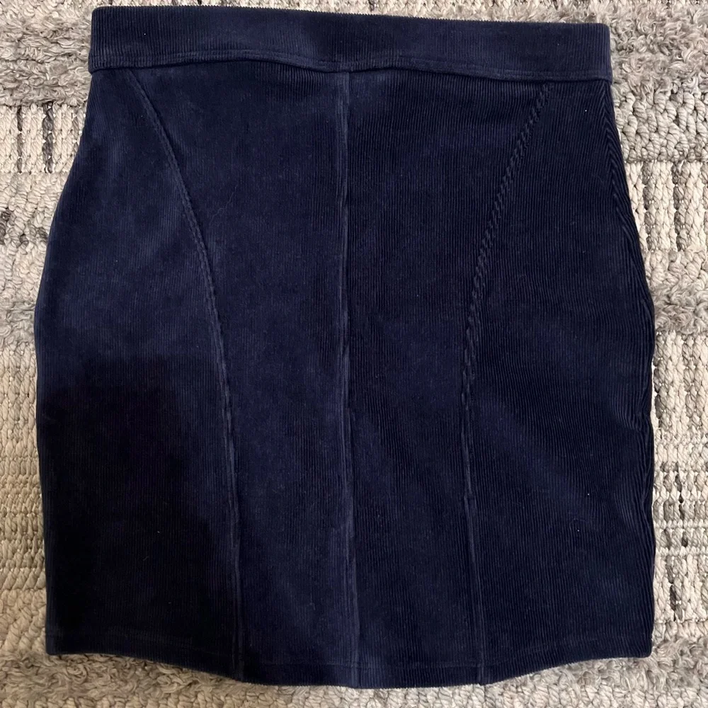 Alo Micro Corduroy Navy Blue Mini Skirt XS